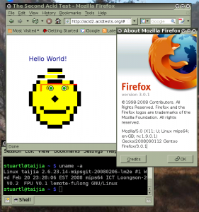 Firefox 3.0.1 showing the Acid2 test on MIPS (click to enlarge)